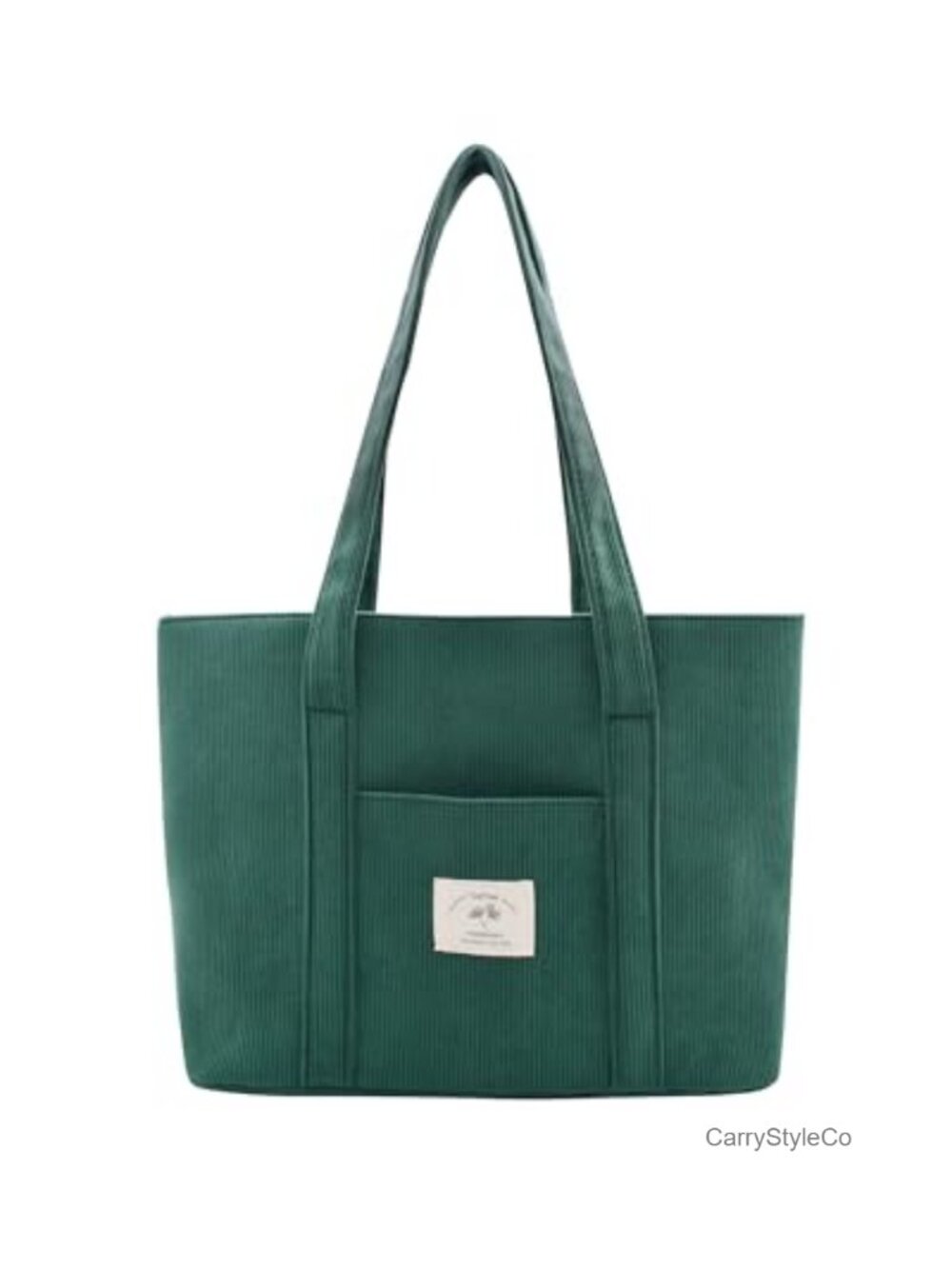 Corduroy Tote Bag Zippered Shoulder Bag with Pockets Large